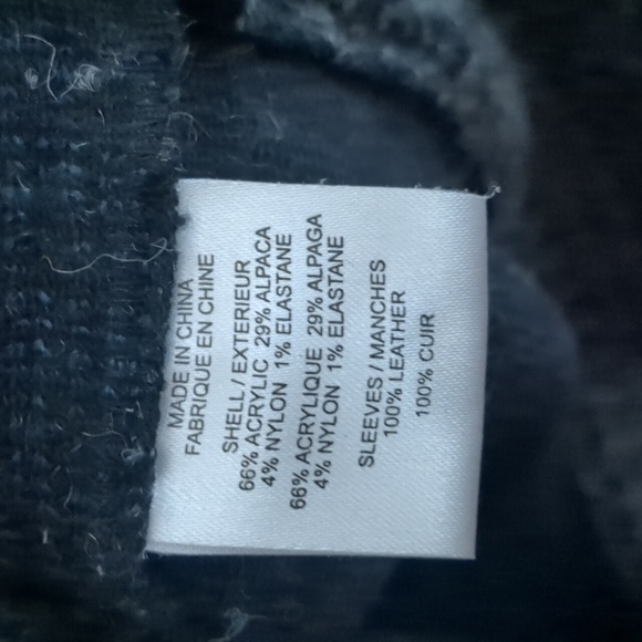 GRYPHON* size M genuine leather 3/4 sleeve round neck casual sweater sweatshirt - Picture 11 of 15